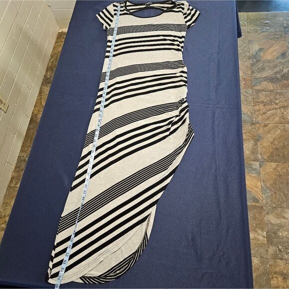 Christian Siriano Dress Asymmetrical Gray w/Black Stripes Size L - Picture 5 of 15